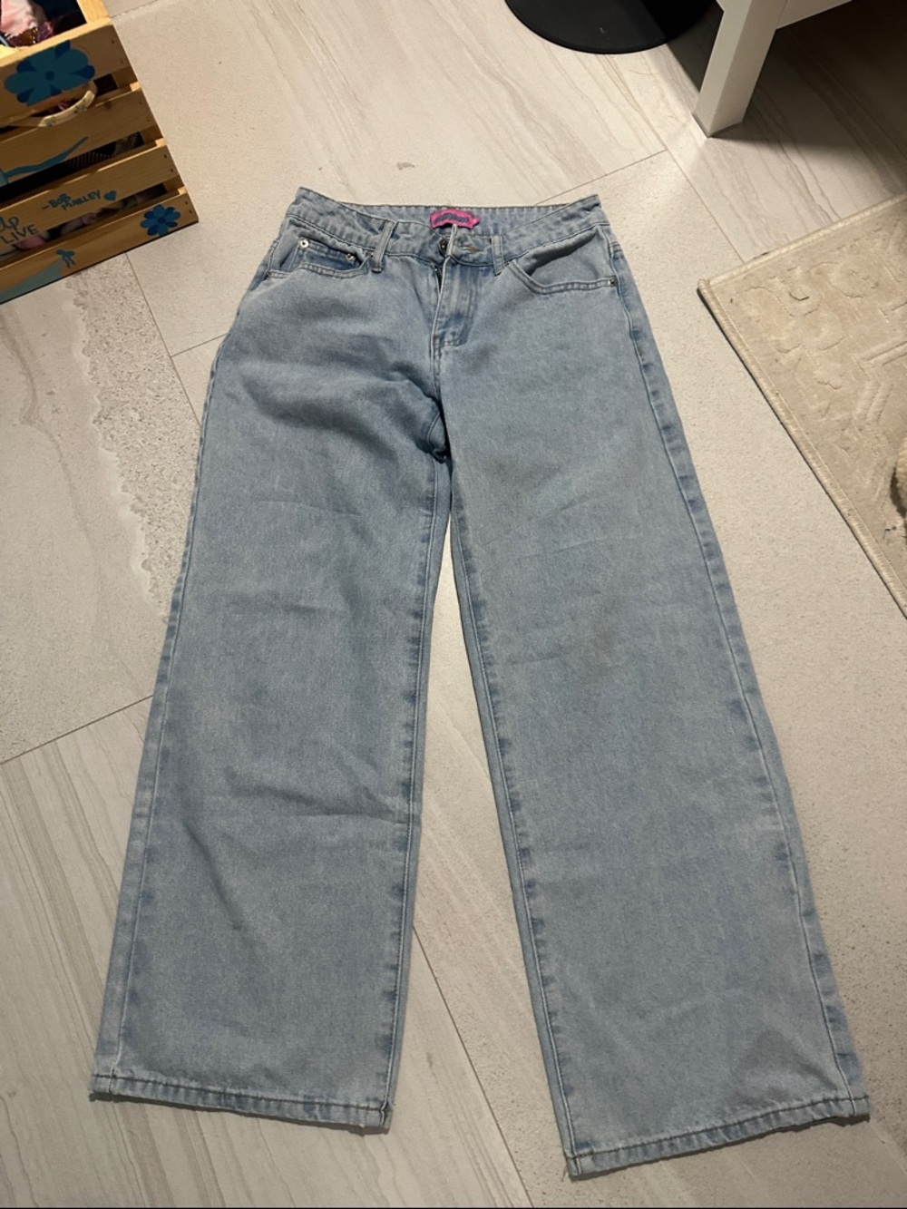 Edikted Light Blue Wide Leg Jeans